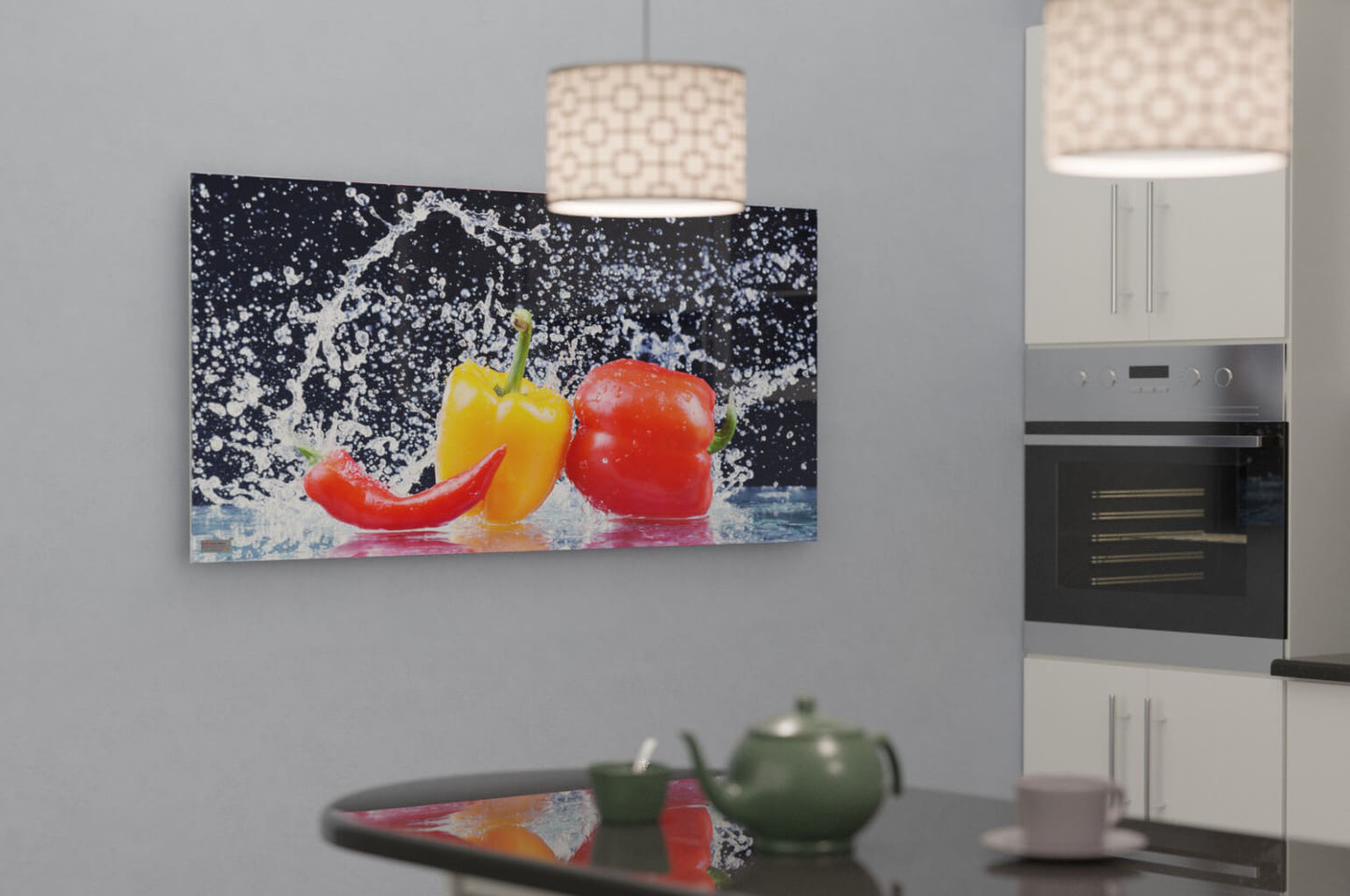 Chauffage en verre infrarouge sans cadre avec impression numérique (abstrait coloré)