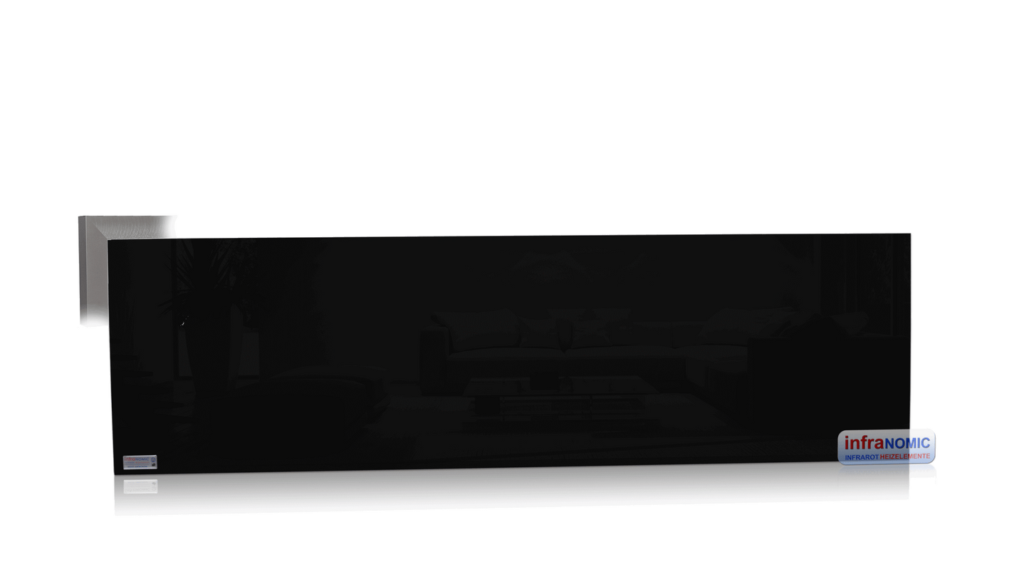 Infrarot Glasheizung mit Alurahmen Satin silver (gebürstet)
